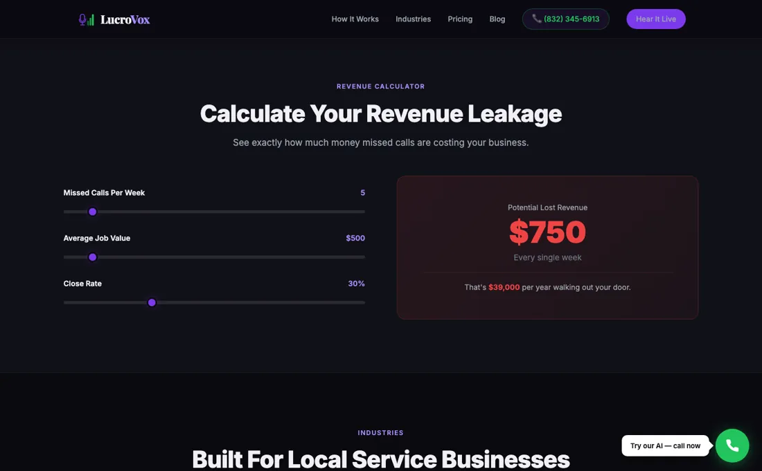 Lucrovox pricing page