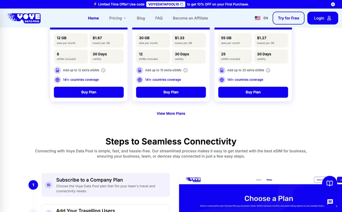 Voye pricing page